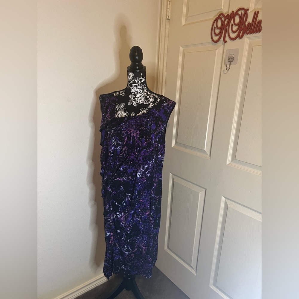 Sleeveless Purple multi-colored Dress
